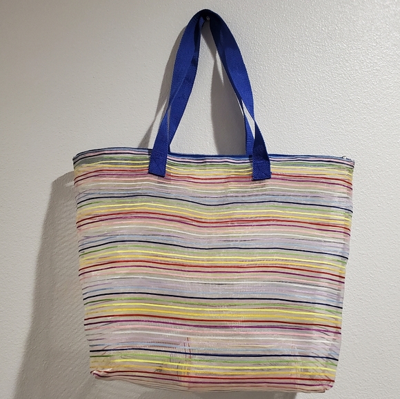 Oversized Mesh Tote Bag/Beach Bag W/Matching Clutch - Picture 1 of 2